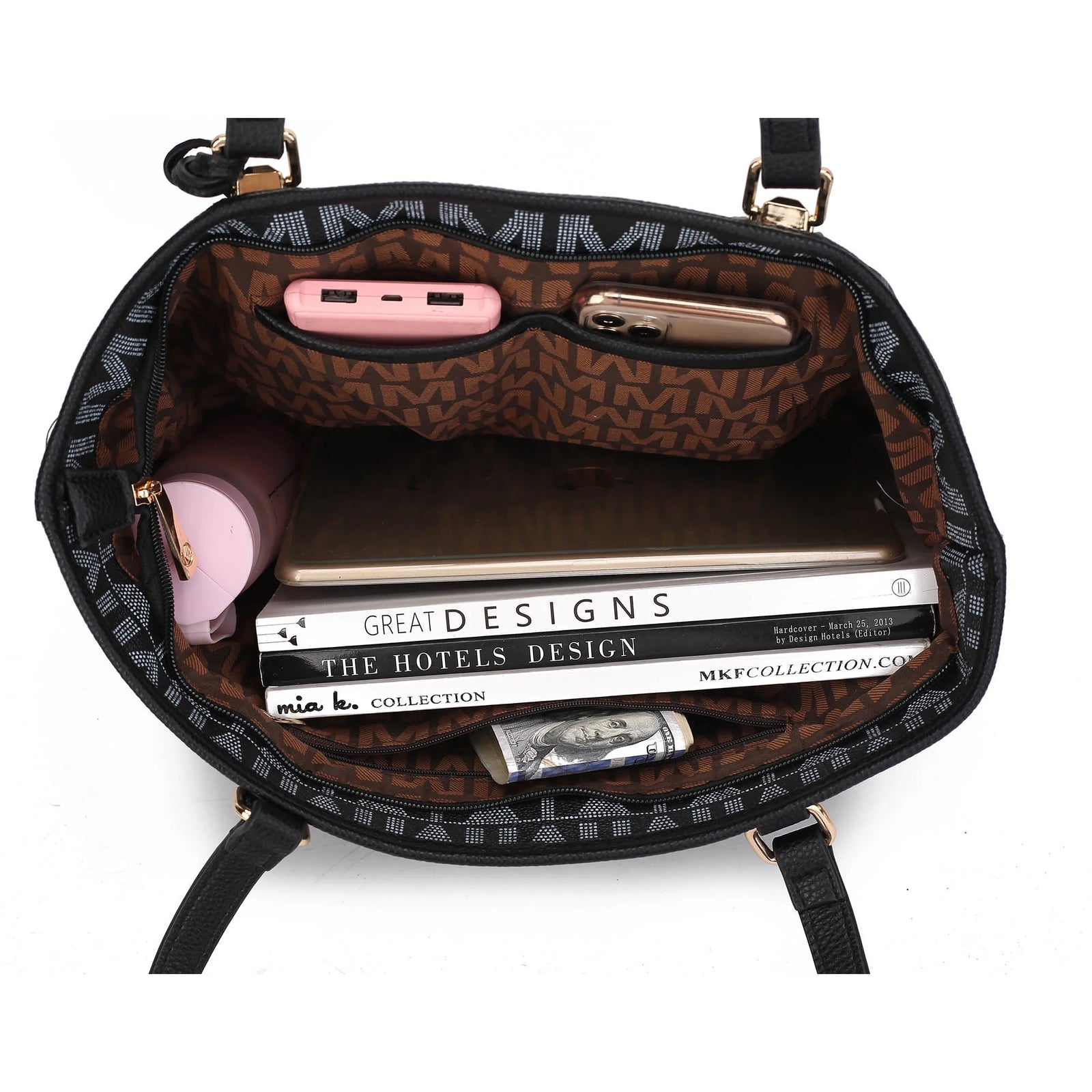 Alexy Women'S Tote Bag, Small Tote Bag, Pouch Purse & Wristlet Wallet Bag 4 Pcs Handbag Set by Mia K - White