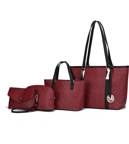 Alexy Women'S Tote Bag, Small Tote Bag, Pouch Purse & Wristlet Wallet Bag 4 Pcs Handbag Set by Mia K - White